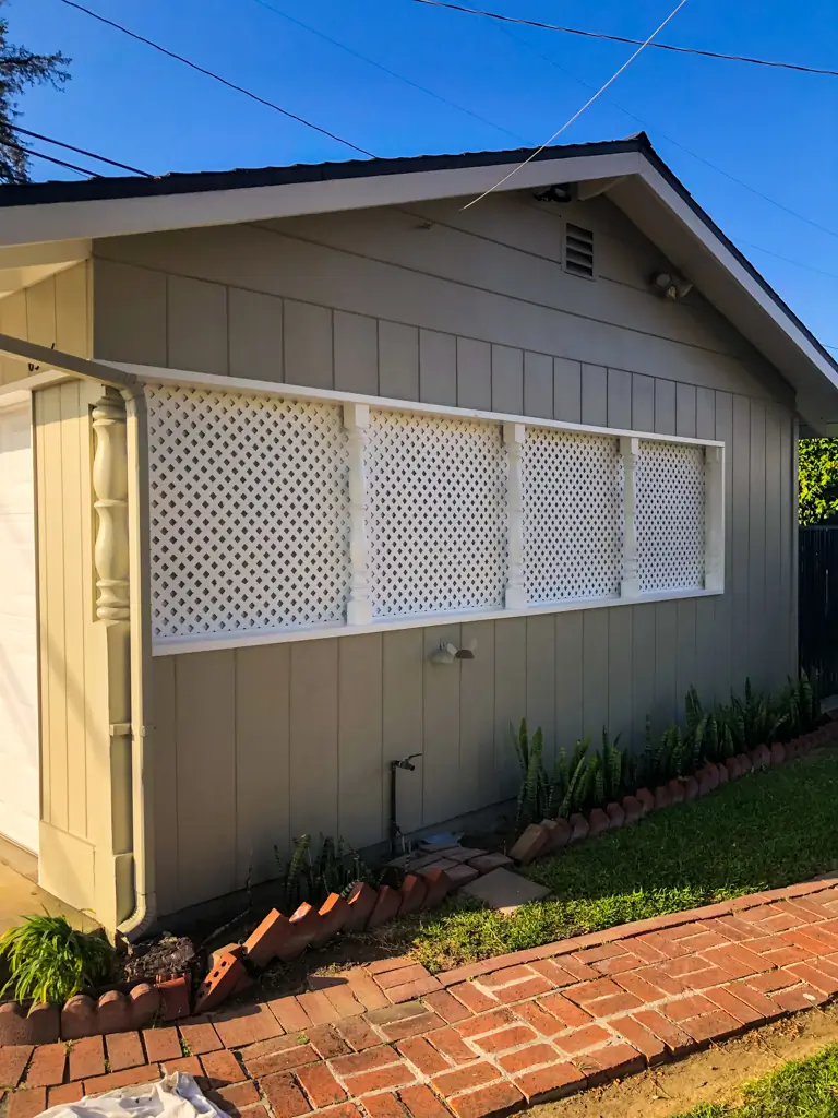 After lattice trim painting San Gabriel white lattice exterior house painting contractors professional results