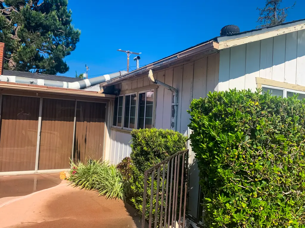 Before house exterior painting San Gabriel weathered siding patio area painting contractors needed