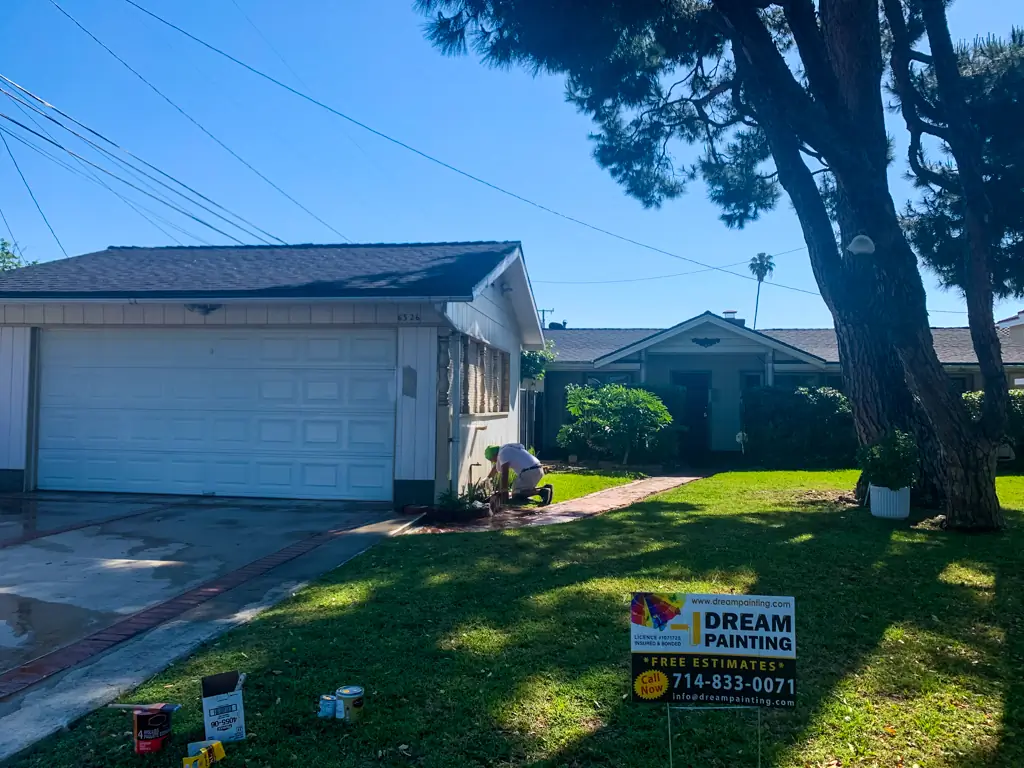Before exterior painting project San Gabriel Dream Painting contractors garage house wood siding